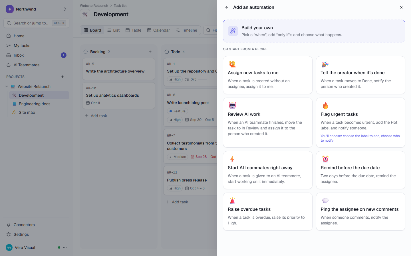 Automation recipes: one click, plain sentences